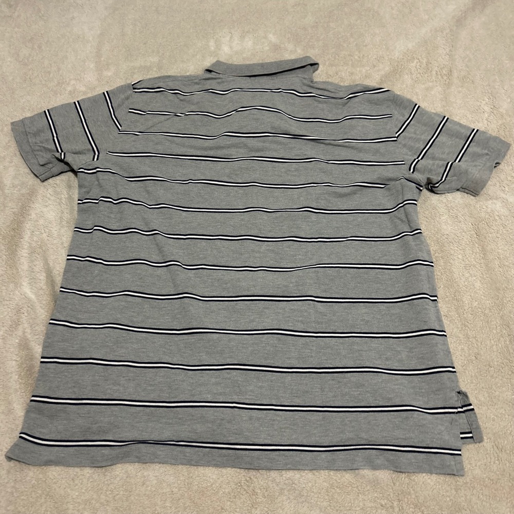 Polo Ralph Lauren Polo Shirt Mens XXL Grey Striped Short Sleeve Pony Logo 0641 - Picture 3 of 7